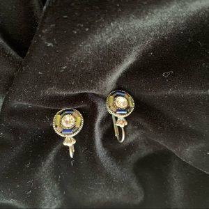 Green, blue and faux stone earrings 1’ length